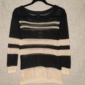 Ann Taylor Striped Mesh Top EUC Size S